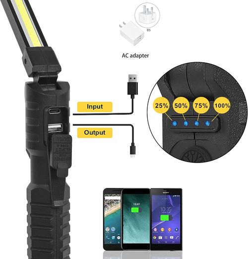 LED Rechargeable Flashlight Worklight, Cool Gadgets Tool Mens Dad Birthday Gift Ideas,Portable Work Light with Magnetic Base 180° Rotate for Automotive,Mechanic,Grill,BBQ(1 Pack)