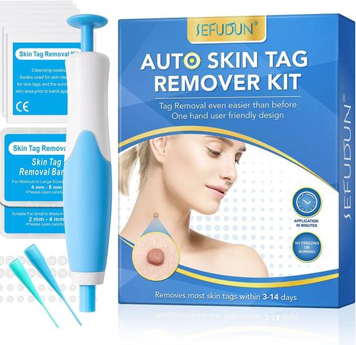 2 in 1 Skin Tag Remover Kit, (2mm to 8mm) Skin Tag and  Moles Removal Kit, Auto Skin Tag Remover Pen, Painless Skin Tag Mole Wart Removal Kit for All Body Parts