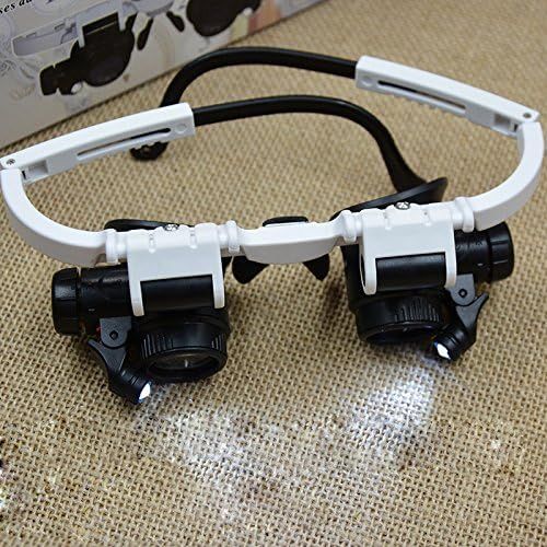 8X 15X 23X Double Eye Magnifier Head Port Repair Jeweler Watch Clock Illuminated Magnifier with LED Light