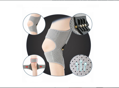 one piece of  Knee Brace, Powered Knee Stabilizer Pad Booster Powered Knee Brace with Protective Booster Support to Prevent Hyperflexion of Knee Joint for Osteoarthritis (Gray)