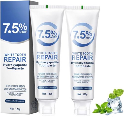 7.5% Hydroxyapatite Toothpaste(Fluoride Free), Nano Hydroxyapatite Toothpaste for Sensitive Teeth, Enamel Protection, Tooth Strengthening, Fresh Mint Flavor, Daily Use for Oral Care