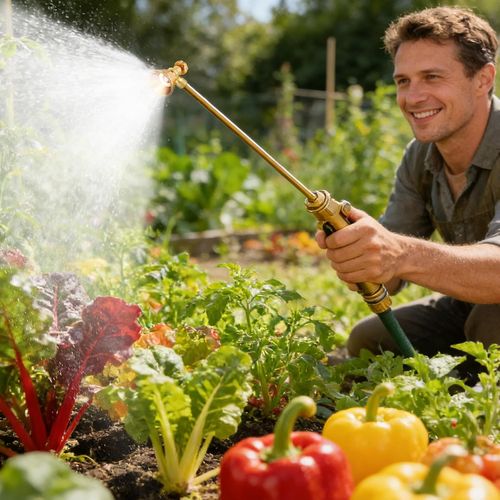 Nozzle for Irrigation Hose, High Strength Adjustable Brass – Manual Sprayer for Outdoor Irrigation , For Lawn Plants Flowers Pets and Crops