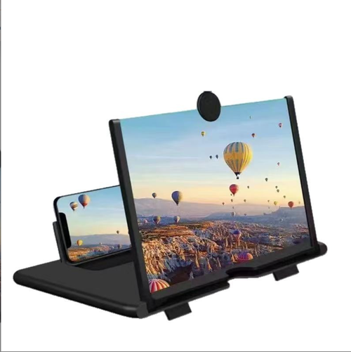 Phone Screen Magnifier Ultra-Clear Mobile Phone Screen Amplifier Portable Movie Video Pull-Out Screen Folding Stand Holder for All Smart Phones (Black)