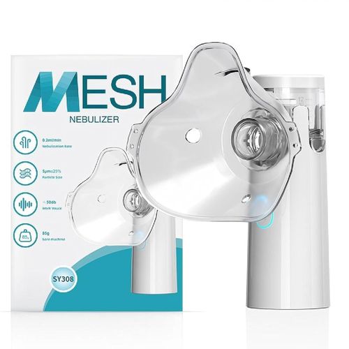 ACCUTRUST Portable Mesh Nebulizer, Silent Operation, USB Rechargeable, Adult and Child Masks, Medical Grade, White