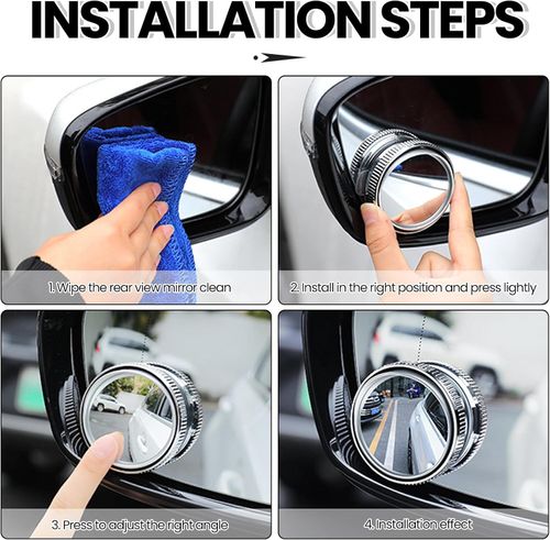 Stick-On Rearview Blind Spot Mirrors - Border Thin Car Mirrors ,Glass Convex Rear View Mirror, Fisheye Mirrors for Cars Stick-On Rearview