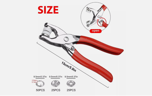 50pcs Prong Pliers Ring Press Studs Snap Popper Fasteners Sewing DIY Tool Kit