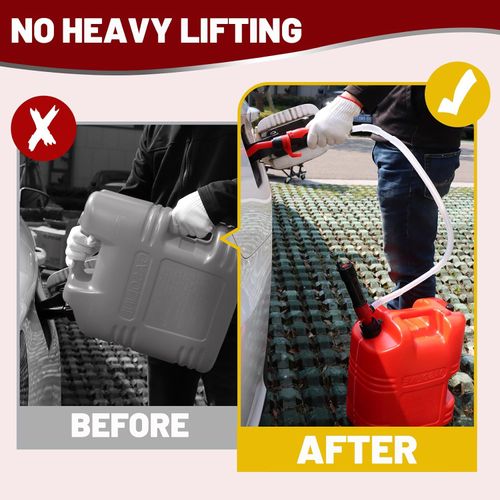 Gas Transfer Pump Battery Powered - Fuel Transfer Pump with Nozzle - Battery Operated Gas Pump With 3 FT Long Hose 2.2 GPM Transfer Pump For Water Kerosene Gas Can