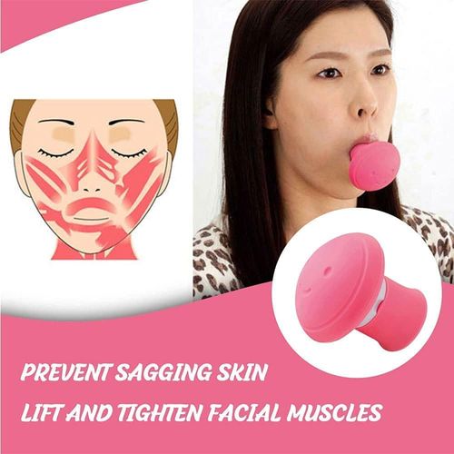 2 pieces of Jaw Face Exerciser Remove Nasolabial Folds Define Your Jawline, Facial and Neck Exercise for Women and Men Slim and Tone your Face and Neck Muscles to Look Younger (Pink)