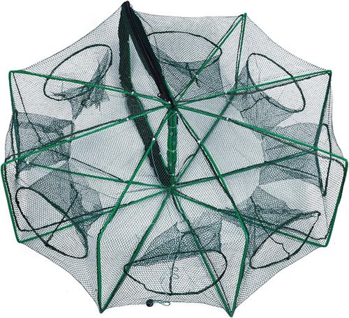 Fishing Traps Net Fishing Net Shrimp Cage Foldable Fishing Net Traps  8 Hole Shrimp Cage Meshes Crabbing Equipment