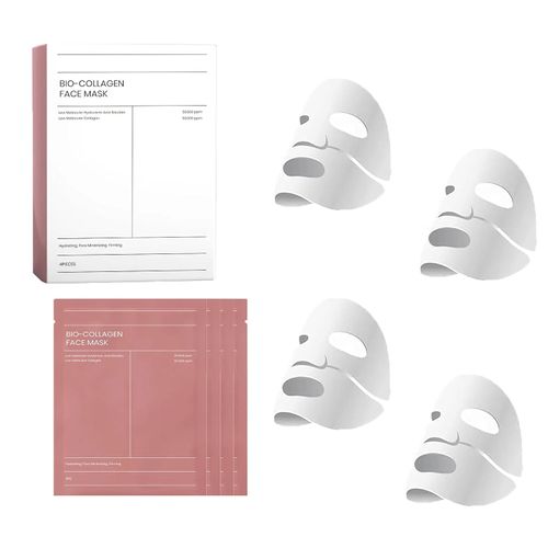 Bio-collagen mask, 4-pack, deep-nourishing collagen sleeping mask, water-soluble bio-collagen deep-hydrating sleeping mask, anti-aging collagen mask.
