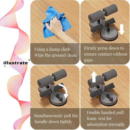 master sit up bar,sit ups foot holder with Elastic 2 Suction Cups and Pull Rope Portable Sit Up Assistant Device for Home Workout (black)
