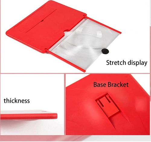 Phone Screen Magnifier,Phone Screen Enlarger,Screen Magnifier for Cell Phone,HD Screen Amplifier,Folding Screen Magnifier for Movies,Videos,Gaming (Color : 12in Red)