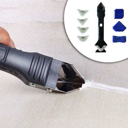 3-in-1 Silicone Caulking Tool Set, Stainless Steel Scraper, Sealant Applicator, Reusable Silicone Pad, and Caulk Remover for Kitchen, Bathroom, Window, and Sink Joints