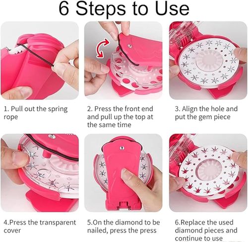 Glitter Diamond Styling Tools Hair Gemstone Styling Set -- Bling Glitter Light Up Girls' Hair Accessories with Reusable Shining Diamonds, No Heat Gem Stamper Applicator for Girl Women Hair Clothes (Pink, 1pc)