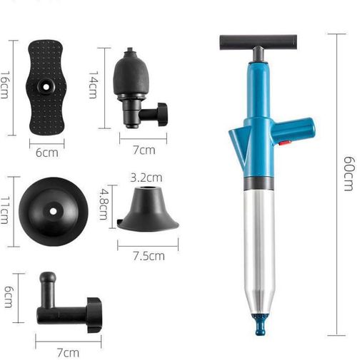 Toilet Air Pressure Plunger Kits,Air Drain Blaster Gun Plunger Clog Remover Tool with 5 Heads for Clogged Toilet and Kitchen Bathroom Tubs