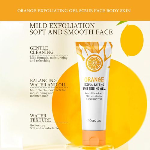 Orange Exfoliating Gel ,Natural Orange Peeling Gel Face Scrub,Deep Cleansing Moisturizing Facial Exfoliator Face and Body Exfoliating Scrub For All Skin Types