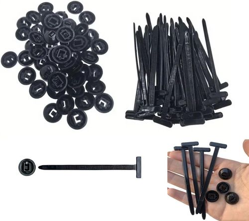 Nylon Universal Cable Tie Buckle - Heavy Duty Self - Locking Zip Ties Holder with Pin & Button Design for Car Body - Plastic Cable Ties Tool Fasteners (Black-20pcs)