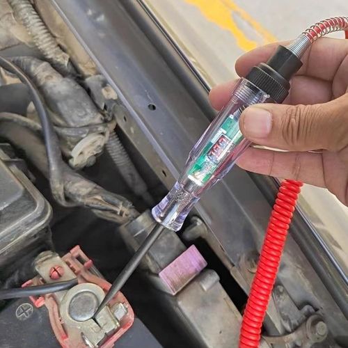 1 PC Automotive Test Light Digital LED Circuit Tester, DC 5V-120V Electric Tester Light Tool with Portable Extended Spring Wire, Electric Test Pen Car Bidirectional Voltage Tester(Red)