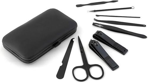 Black Carbon Steel Nail Clipper Set, Nail Clippers, Manicure Toolscomplete Set