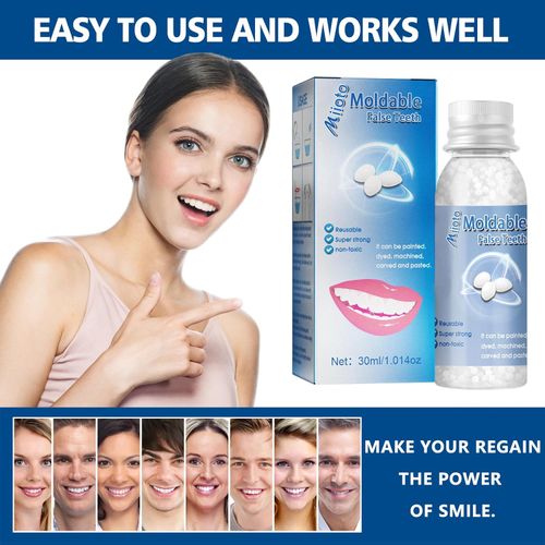 Moldable False Teeth Tooth Repair Granules, Teeth Repair Kit, DIY Temporary Tooth Repair Beads, for Temporary Fixing The Missing and Broken Tooth Replacements