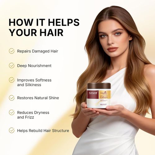 Collagen Hair Treatment Deep Repair Conditioning Argan Oil Collagen Hair Mask Essence for Dry Damaged Hair All Hair Types 16.90 oz 500ml