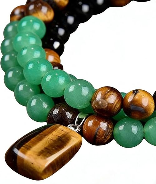 Generico Collana con Pietre Dure,Perle da 8mm Gioielli Lunghi,Collana con Pendente Unisex - per Donna Uomo Famiglia Compleanno Festa