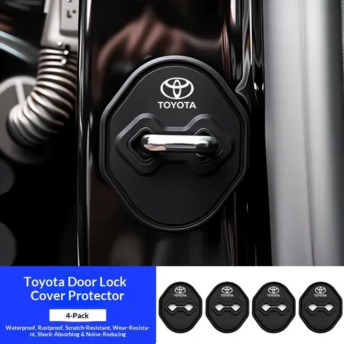 4PCS Silicone buffer and shock-absorbing protective cover for car door lock latches – suitable for Toyota RAV4, Levin, Avalon, and Wildlander. 1