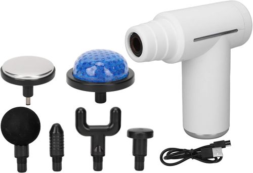 Electric Massage Gun, Portable Handheld Muscle Massager, Controlled Hot Cold Impact Deep Tissue Massager (White)