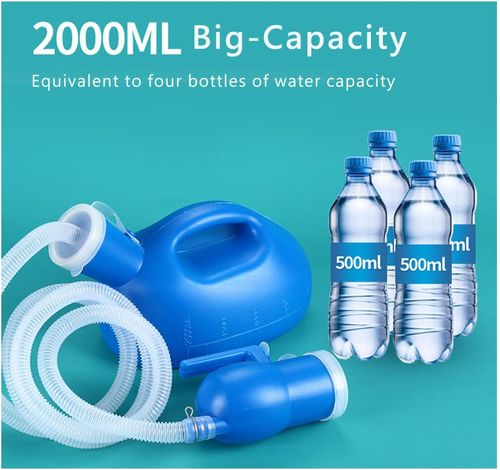 Urine Bottles for Men Portable Urine Bottles for Men with 1.6 m Tube 2000 ml (Blue)