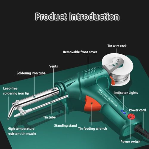 Multifunctional soldering iron gun set, external heating soldering iron gun, multifunctional soldering iron gun, electric soldering iron gun set set for soldering solder wire (external heating, green)