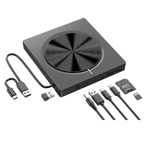 Aamuum 6 in 1 Portable External USB 3.0 and Type-C DVD-RW Disc Optical Drive with Multi-Function DVD Burner