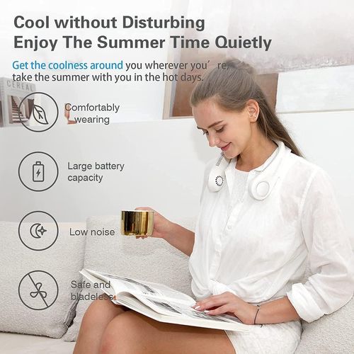 Portable Air Conditioning Neck Fan, Personal Hanging Air Cooler, 4000mAh Portable Fan, Mini, USB Rechargeable, Headphone Design, 3 Silent Speeds—Ideal for Travel, Camping, Parties, Cycling, Hiking, Running, etc.