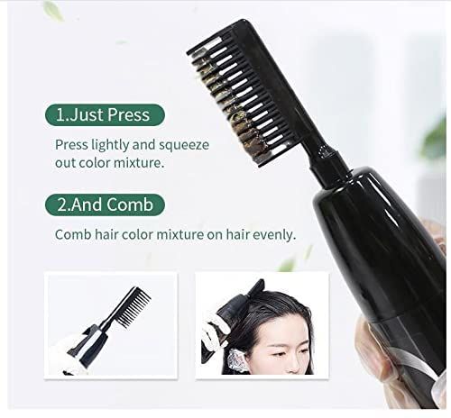 Black Hair Dye Shampoo Permanent  Hair Color For 100% Gray Coverage Women Men 3 In2 Easy Comb Dyeing (black)