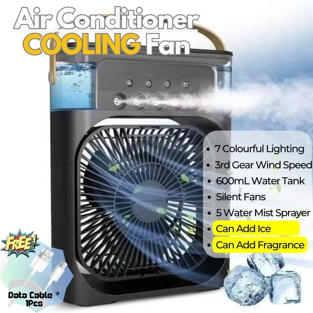 Mini Air Cooler Fan Portable Air Conditioner Personal Cooling Fan Humidifier LED