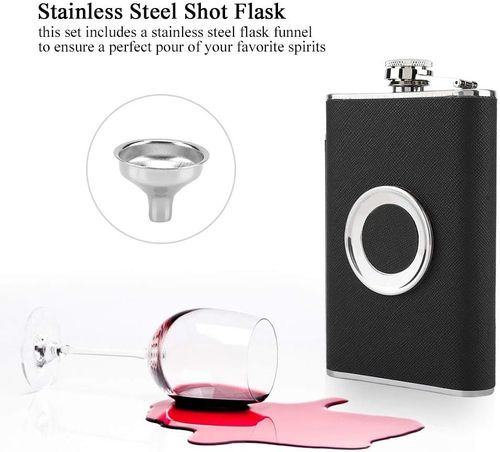 8 oz Stainless Steel Shot Flask with Built In Collapsible Shot Glass Funnel Portable Glass Flask for Alcohol Ideal for Travel Hiking Camping and Outdoor Activities Great Gift