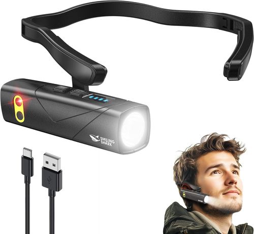 Lightweight Over-the-Ear Rechargeable LED Light with Sensor, High Brightness, Light Collection Design, Red and White Light, USB Rechargeable, Long Night Fishing, Night Running, Mountain