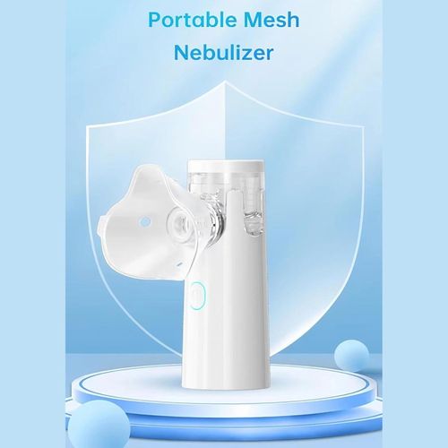 ACCUTRUST Portable Mesh Nebulizer, Silent Operation, USB Rechargeable, Adult and Child Masks, Medical Grade, White