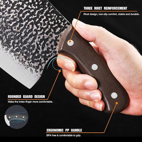 Meat Cleaver Knife 6.2 inches, Ultra Sharp Lightweight Vegetable Kitchen Knife, Full-tang Chopping Knife Serbian Chefs Knife, Stainless Steel Blade Thickness 3 mm, Fish Shape Series