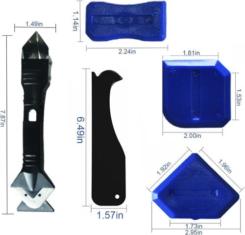 3-in-1 Silicone Caulking Tool Set, Stainless Steel Scraper, Sealant Applicator, Reusable Silicone Pad, and Caulk Remover for Kitchen, Bathroom, Window, and Sink Joints