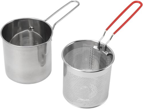 Stainless Steel Deep Fryer Pot, Frying Pan Stock Fry Pot with Strainer Basket and Handle for Fryer Oil, Bacon Drippings, Lard and Ghee oil