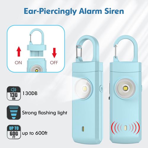 Rechargeable Personal Alarm for Women - Christmas Birthday Gifts for Women, Daughter, College Student, Teen Girl, Elders, Kids, Siren Alarm, USB Charging, Aqua