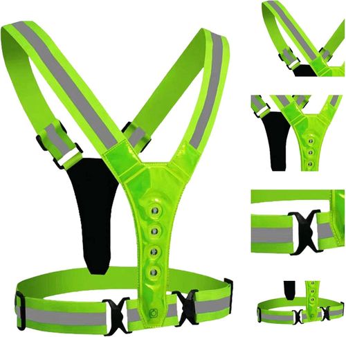 Running Light Vest,LED Sports Vest for Men Women - Rechargeable Reflective Safety Gear, High Visibility Soufly for Night Running Cycling Walking