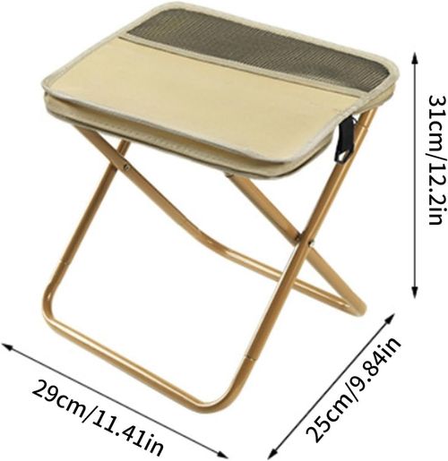 Foldable Backpack Stool, Mountaineering and Hiking Portable Stool, Outdoor Zipper Pack Folding Chair for Traveling, Camping, Fishing and Subway, Maximum Weight 330 Lbs (Shoulder Bag - Khaki, S)