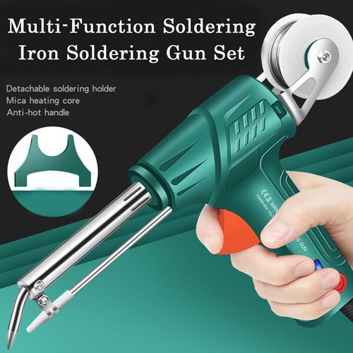 Multifunctional soldering iron gun set, external heating soldering iron gun, multifunctional soldering iron gun, electric soldering iron gun set set for soldering solder wire (external heating, green)