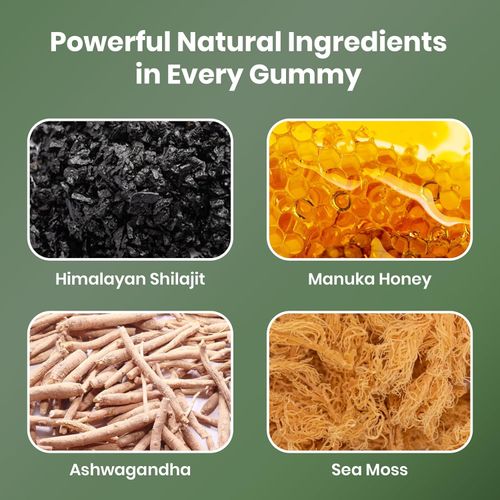 Cured 3 in 1 - Pure Himalayan Shilajit Gummies for Men & Women | Sea Moss Ashwagandha, & Manuka Honey Organic with 85+ Trace Minerals | All-Natural & 100% Vegan