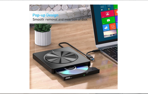 Aamuum 6 in 1 Portable External USB 3.0 and Type-C DVD-RW Disc Optical Drive with Multi-Function DVD Burner