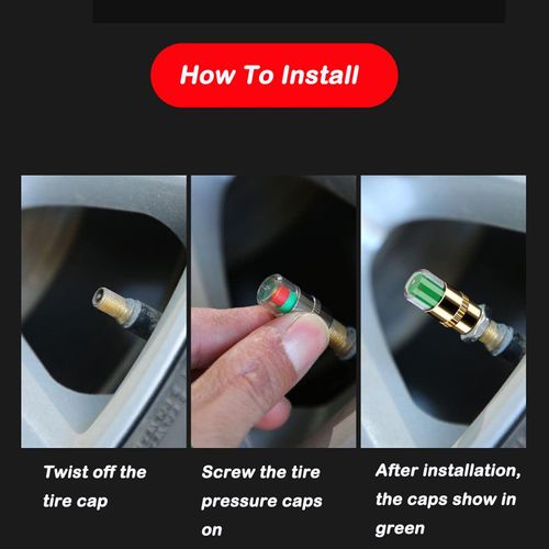 ANKI HAPPIGO 4Pcs Car Tire Pressure Monitor Valve Stem Caps Sensor Indicator 3 Color Eye Alert