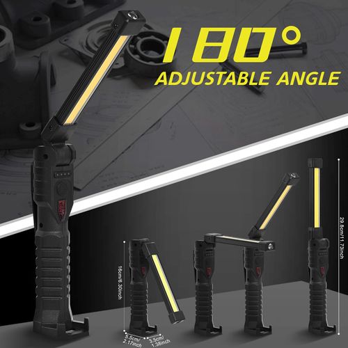 LED Rechargeable Flashlight Worklight, Cool Gadgets Tool Mens Dad Birthday Gift Ideas,Portable Work Light with Magnetic Base 180° Rotate for Automotive,Mechanic,Grill,BBQ(1 Pack)