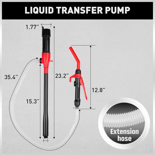 Gas Transfer Pump Battery Powered - Fuel Transfer Pump with Nozzle - Battery Operated Gas Pump With 3 FT Long Hose 2.2 GPM Transfer Pump For Water Kerosene Gas Can