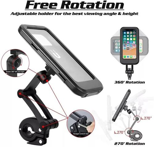 Generic Waterproof Bike Phone Mount for 4-6.7 Inch Smartphones, Black